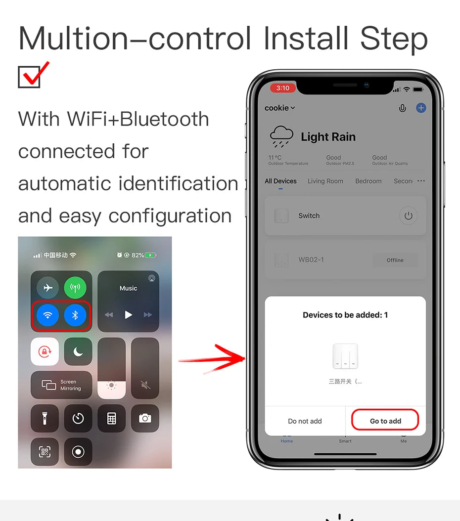 BSEED 1/2/3Gang Wifi Touch Switches With Capacitor 2Way For Stairs Corridors Lamps Tuya Smart Life Alexa App Control  2Pack