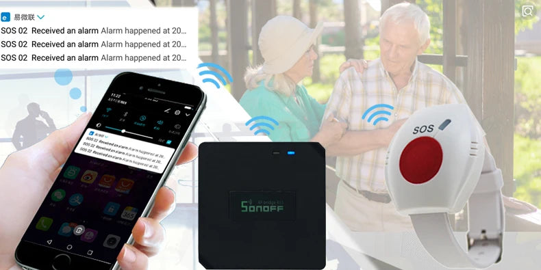 2pcs Panic Button RF433mhz SOS Bracelet Emergency Button for Elderly Alarm Watch Old People GSM Home Security Alarm System
