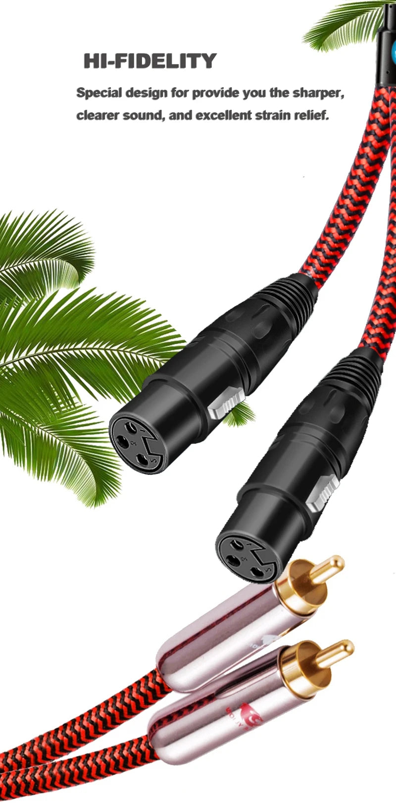 Premium Audio Cable Dual XLR Female to Dual RCA Male for AMP Sound Mixer 2RCA to 2XLR Regular 3 Pin OFCCable 1M 2M 3M 5M 8M 15M