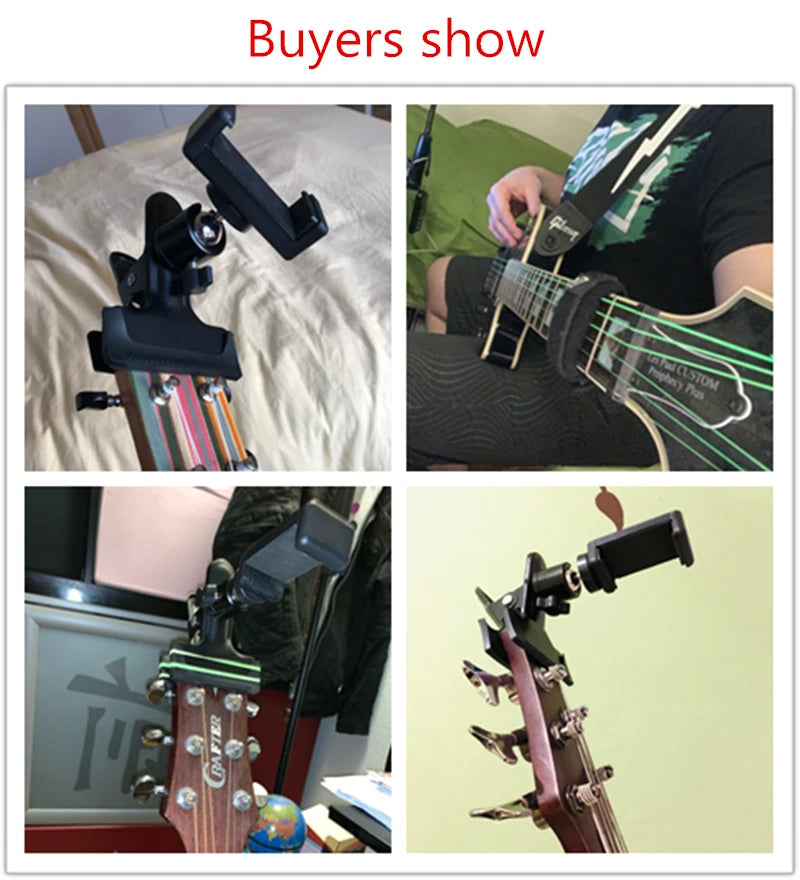 Guitar Head Clip Mobile Phone Holder Live Broadcast Bracket Stand Tripod Clip Head For iPhone 11 X Support Desktop Music Holder