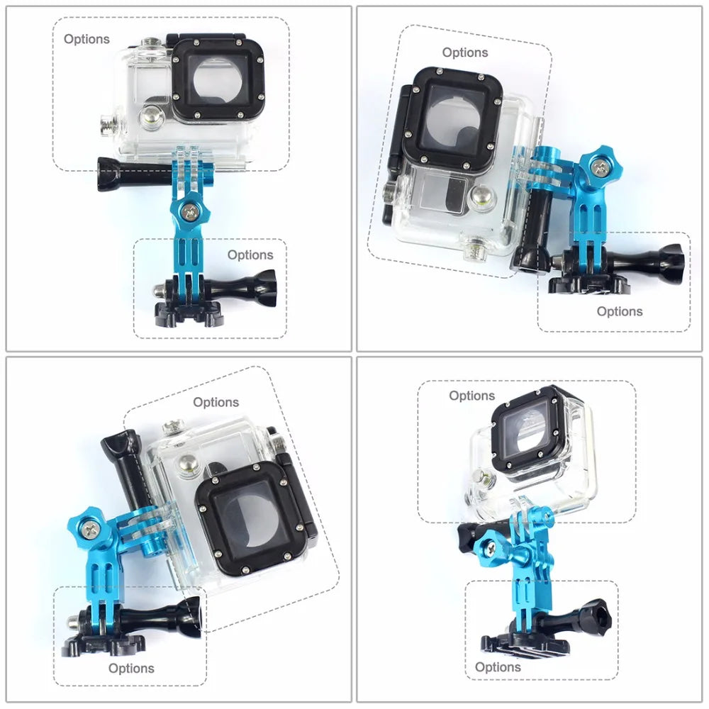 CNC Aluminum Three-Way Pivot Arm Mount Adapter for GOPRO Hero 13 12 11 10 Session Yi SJcam EKEN Sony DJI Action Camera Tripod