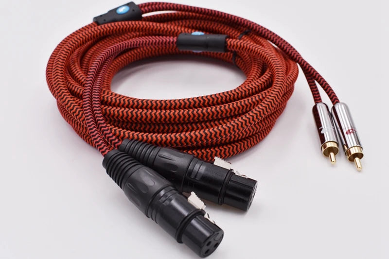 Premium Audio Cable Dual XLR Female to Dual RCA Male for AMP Sound Mixer 2RCA to 2XLR Regular 3 Pin OFCCable 1M 2M 3M 5M 8M 15M