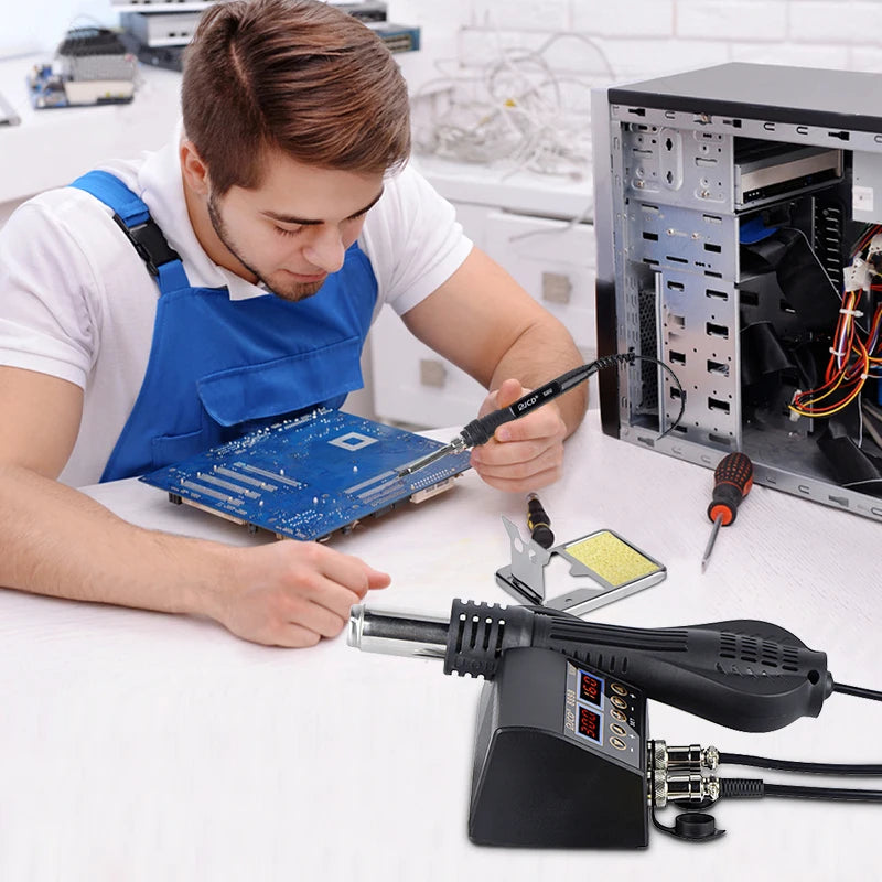 JCD 8898 750W Soldering Station 2 in 1 LCD Digital display Rework Welding Station Kit Soldering Iron Hot Air Repair Solder tools