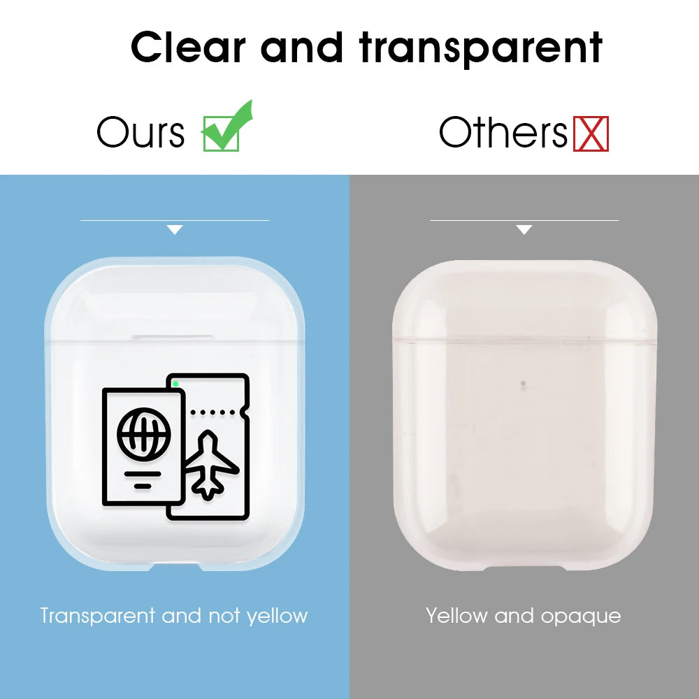 Airplane Pattern Clear Earphone Cases For Airpods 4th 2 1 3 Pro 2 Fundas Headphone Cover For Apple Airpods Air Pods Pro Airpods3