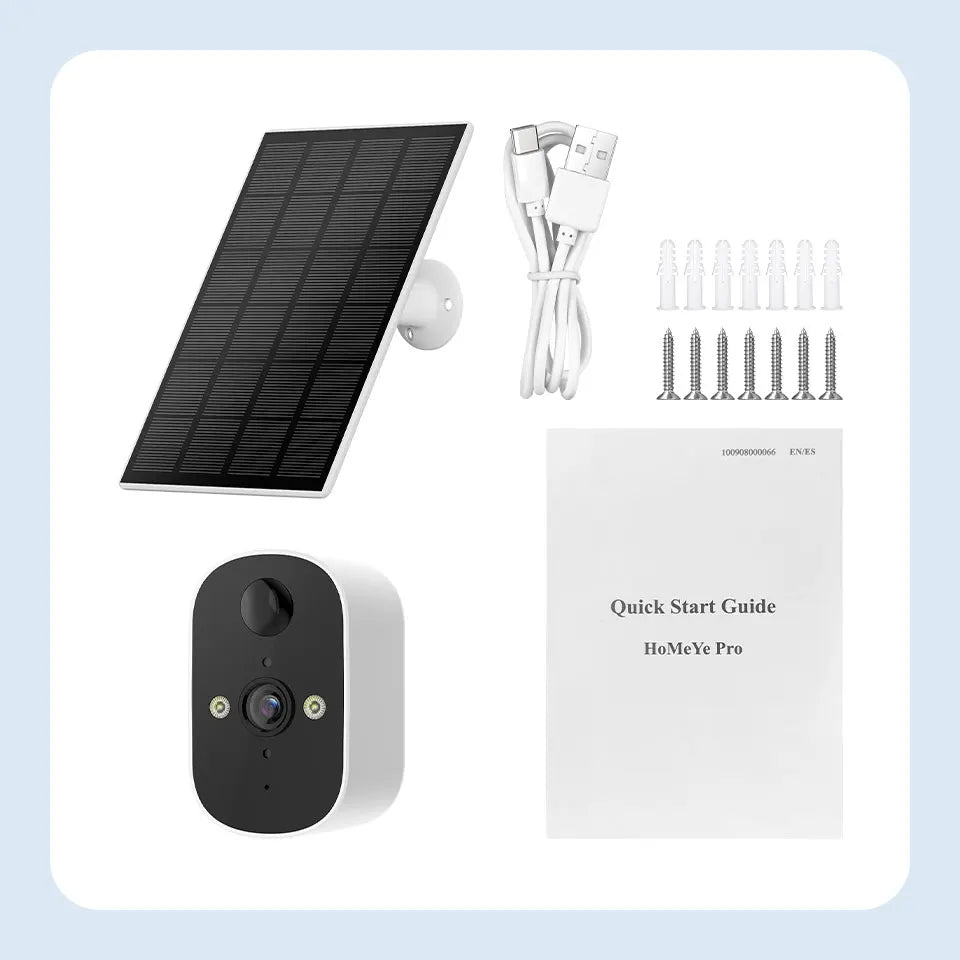Solar Security Camera Wireless Outdoor 3MP Home Surveillance IP65 Waterproof Color Night Vision Two Way Audio Human Detection