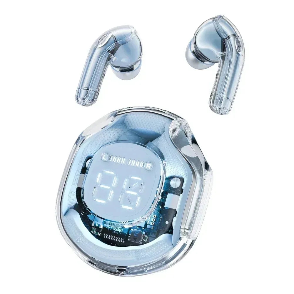 T8 Pro Transparent Bluetooth Earbuds with LED Display