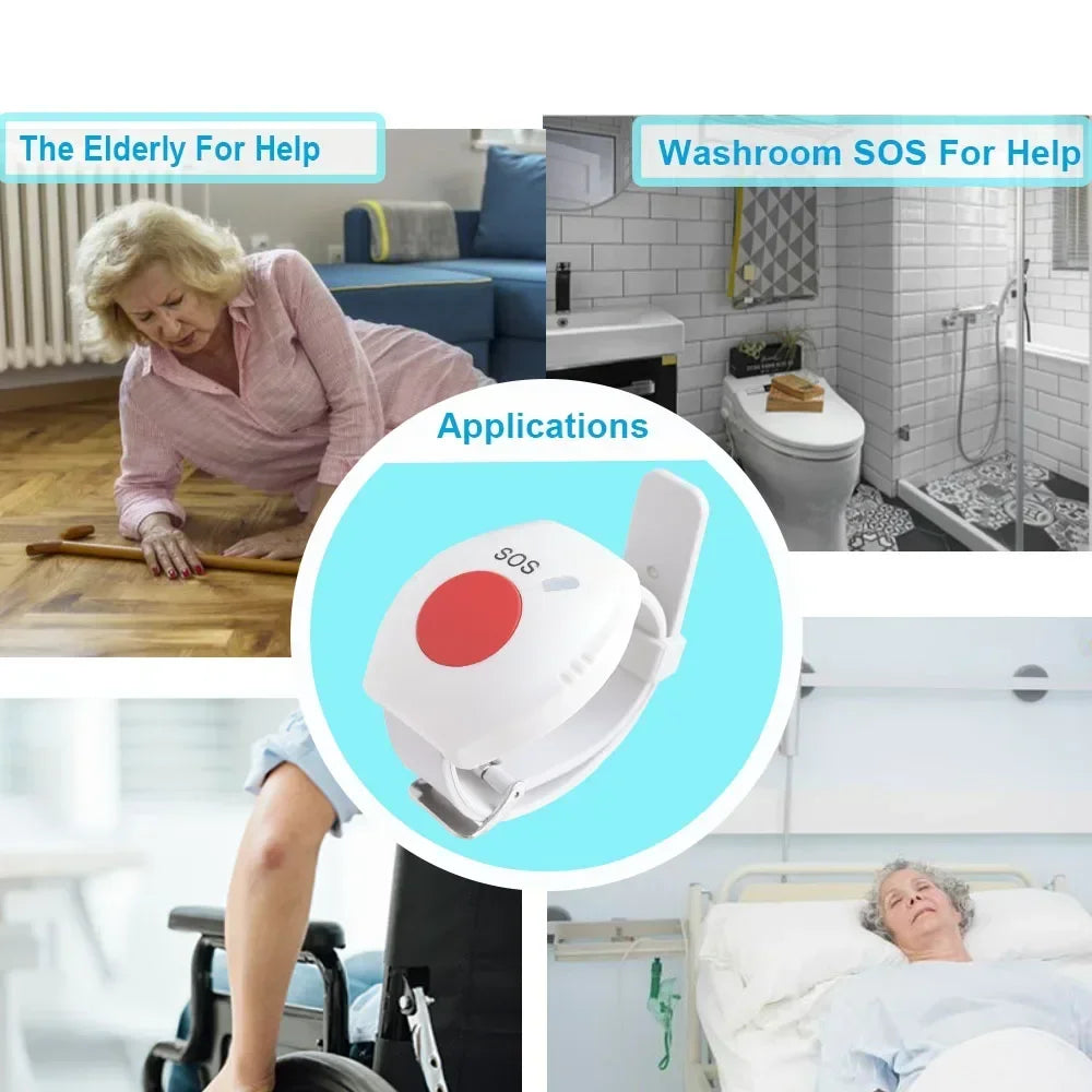 2pcs Panic Button RF433mhz SOS Bracelet Emergency Button for Elderly Alarm Watch Old People GSM Home Security Alarm System