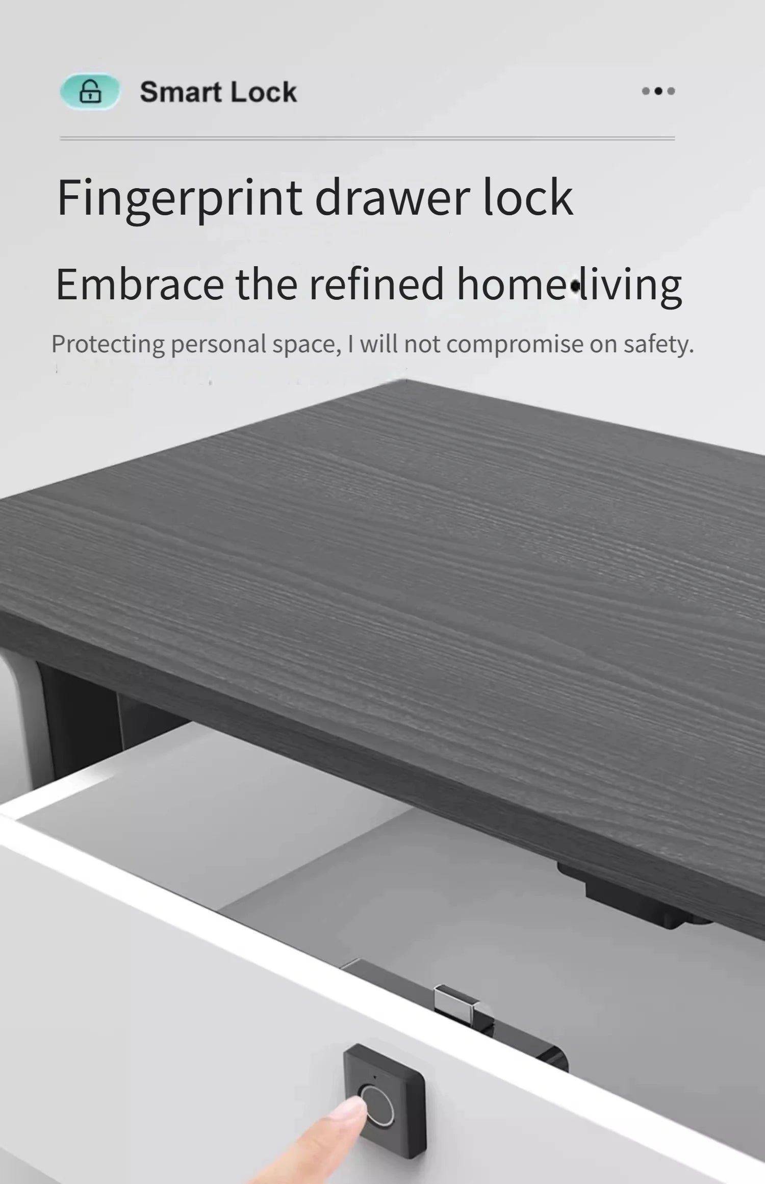 Compact ABS Fingerprint Drawer Lock Smart Biometric Security for Cabinets Shoe Lockers File Cabinets Easy to Install