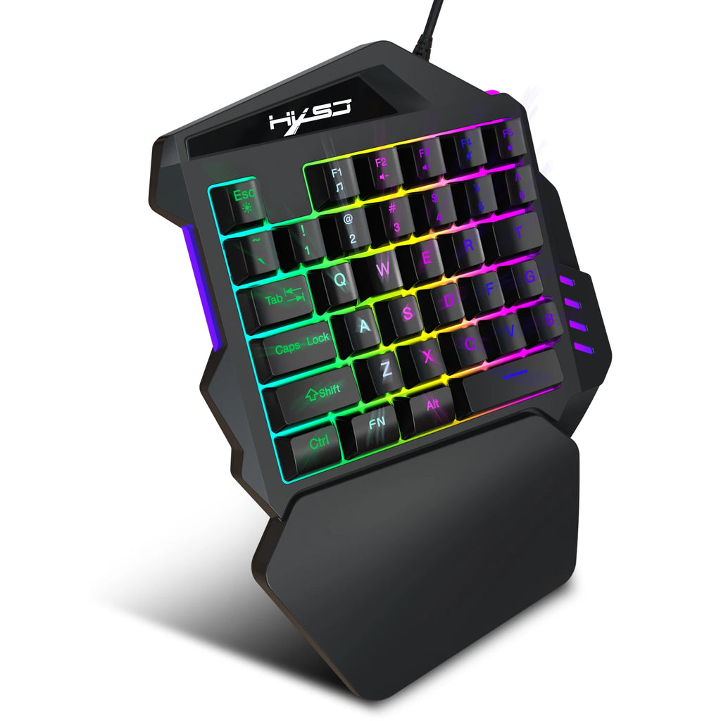 Gaming One-Handed Keyboard And Mouse Set with 35 Keys, Dual-Color Injection Molded Keycaps, Colorful Backlight, USB Plug-And