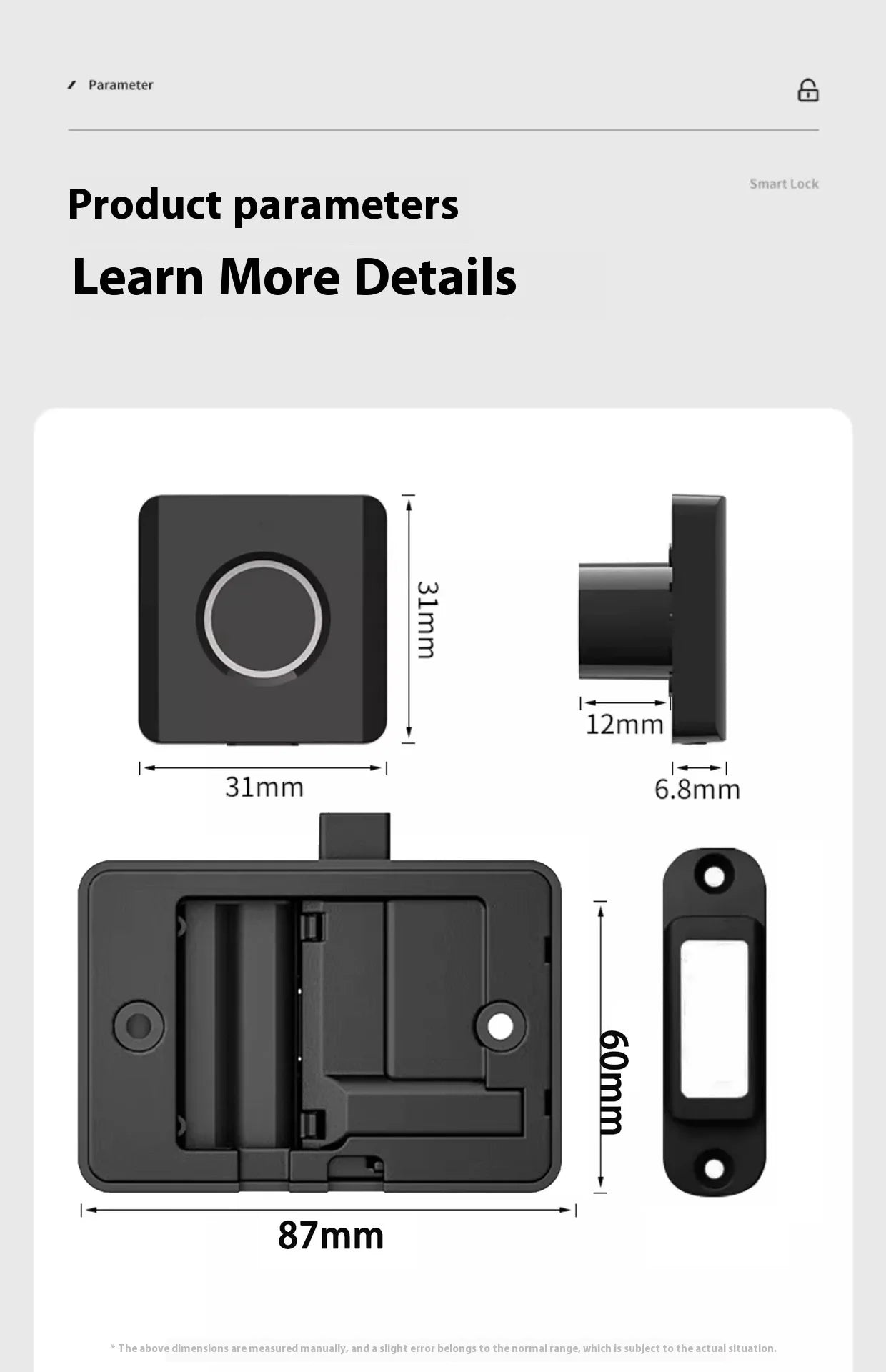 Compact ABS Fingerprint Drawer Lock Smart Biometric Security for Cabinets Shoe Lockers File Cabinets Easy to Install