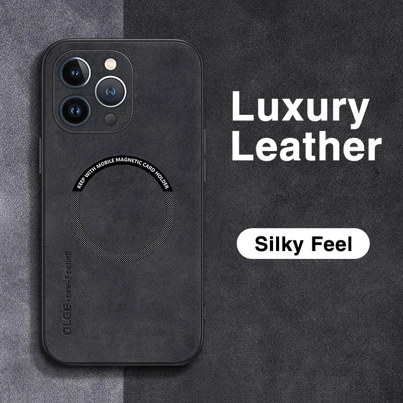 For Magsafe Luxury Leather Shockproof Phone Cases For iPhone 17 16 15 14 13 12 11 Pro Max Plus Magnetic Wireless Charging Cover