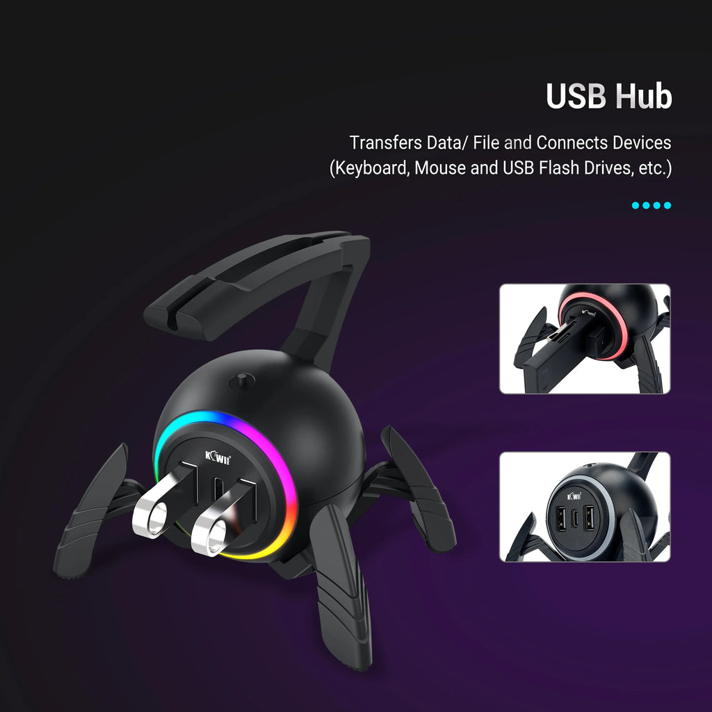 Mouse Bungee Mouse Cable Holder Cord Clip Wire Organizer Flexible For Mice Playing Esports Gaming With 3 USB Ports And RGB Light