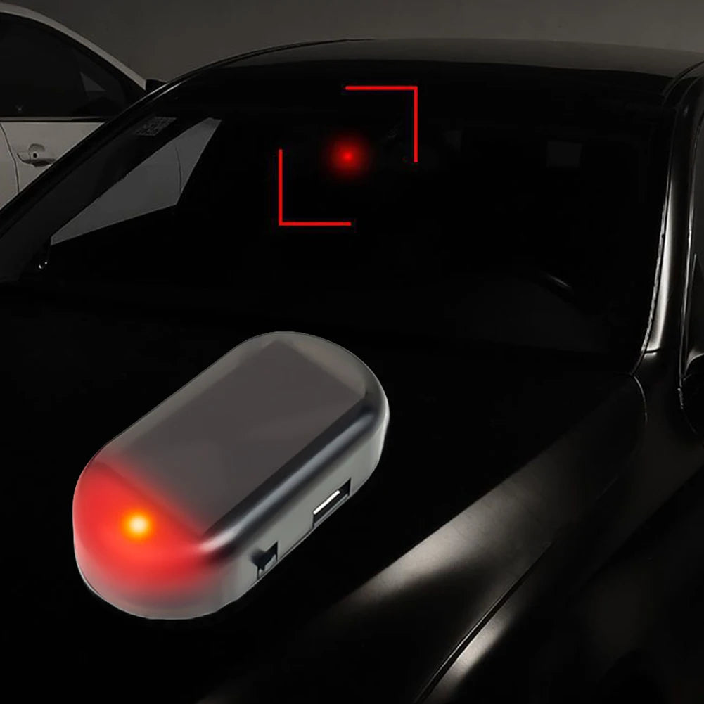 Solar Powered Car Fake Security Light Super Bright Simulated Dummy Alarm Blue/Red Light Wireless Warning Anti-Theft Caution Lamp