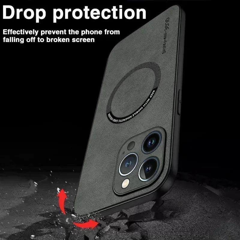 For Magsafe Luxury Leather Shockproof Phone Cases For iPhone 17 16 15 14 13 12 11 Pro Max Plus Magnetic Wireless Charging Cover
