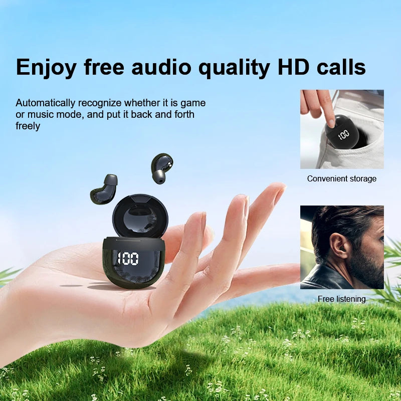 HOMEFISH SK18 Mini Sleep Wireless Earbuds, Bluetooth 5.3, Invisible In-Ear, Digital Display, Noise Cancelling for Side Sleepers