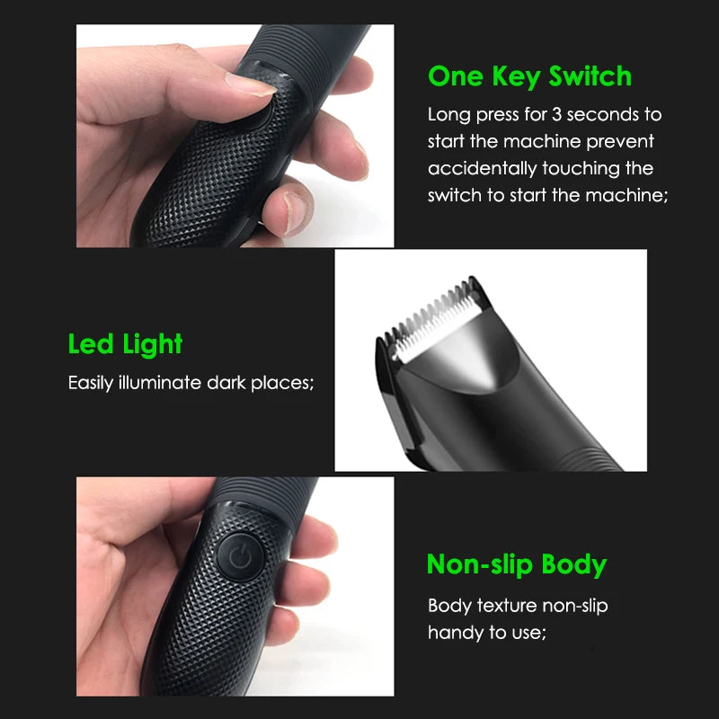 Groin Area Hair Trimmer Lawn Mower Ceramic Blade Waterproof Wet Dry Hair Clippers Pubic Armpit Body Hair Ultimate Hygiene Razor