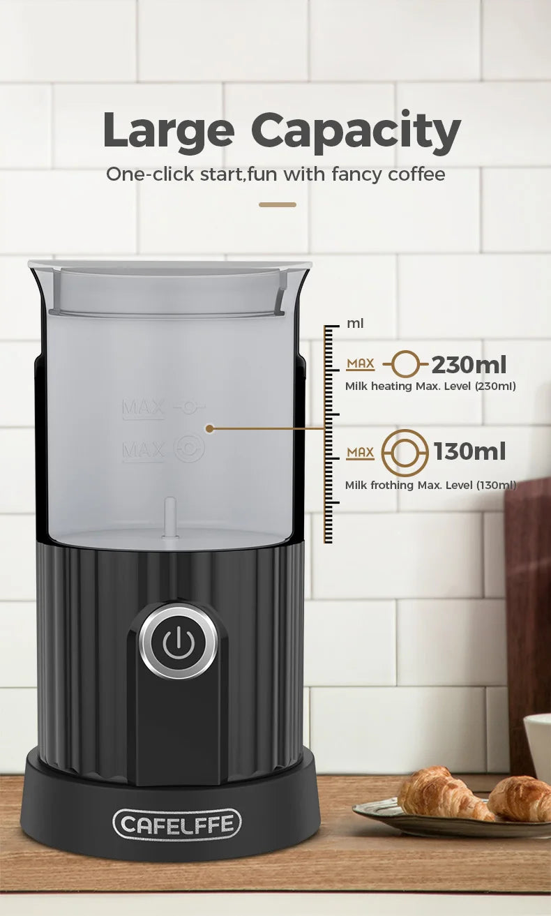 Cafelffe Electric Milk Frother Frothing Foamer Chocolate Mixer Cold/Hot Latte Cappuccino automatic Milk Foam Cool Touch Stirring