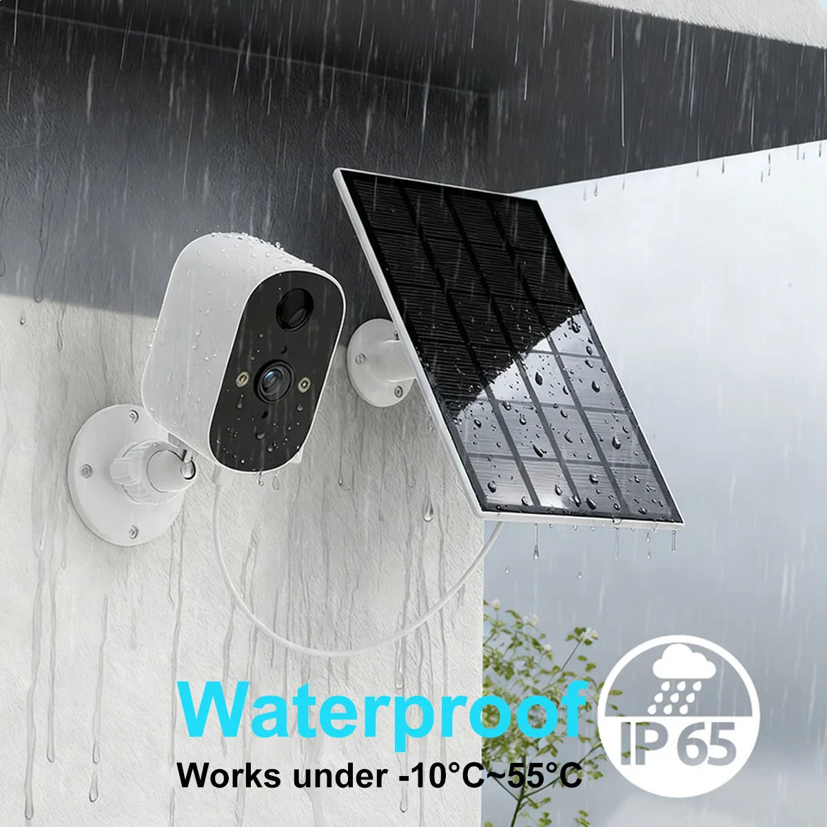 Solar Security Camera Wireless Outdoor 3MP Home Surveillance IP65 Waterproof Color Night Vision Two Way Audio Human Detection