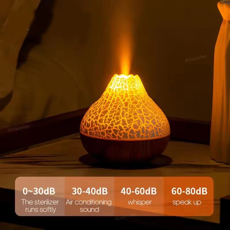 Volcano Air Humidifier 300ml Desktop USB Water Mist Diffuser Purifier Air Freshener Nebulizer with Colorful Ambient Night Light