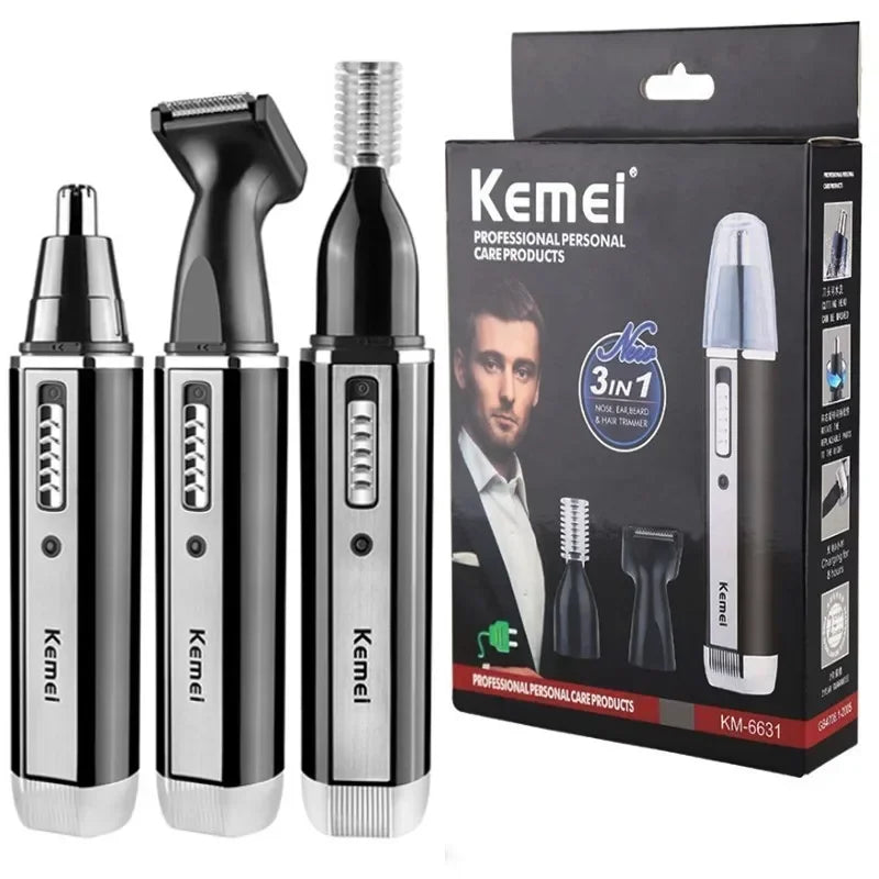 Kemei 4 in 1 Trimmer for Men Electric Nose and Ear Trimmer Rechargeable Trimmer for Hair Beard Nose and Ear Cleaner Grooming Set