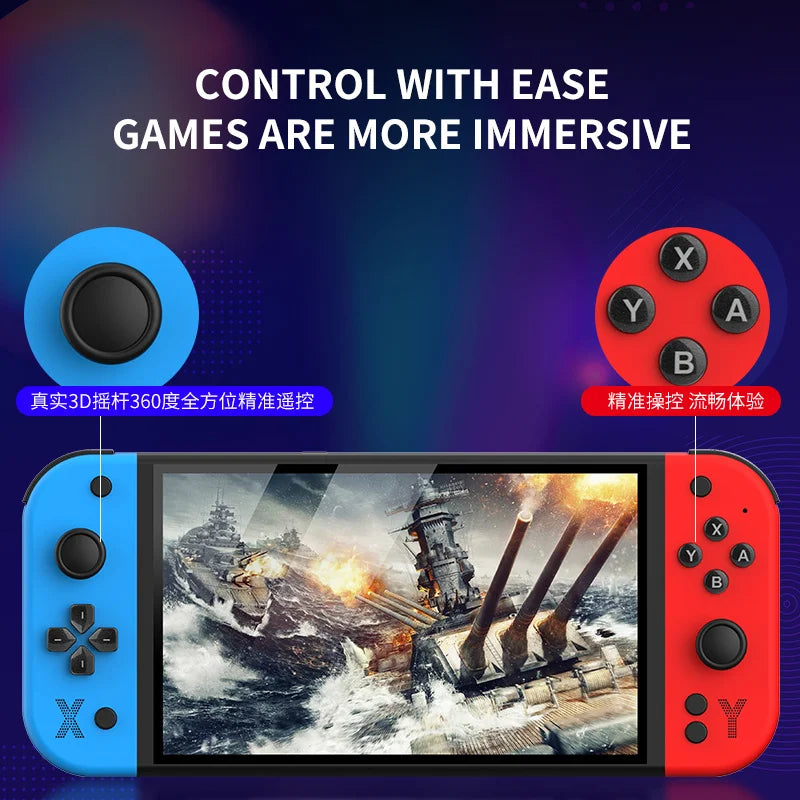 G90 7inch 64GB 4000mAh portable handheld game console arcade high-definition For PSP/PS1 nostalgic retro TV Gaming Controller