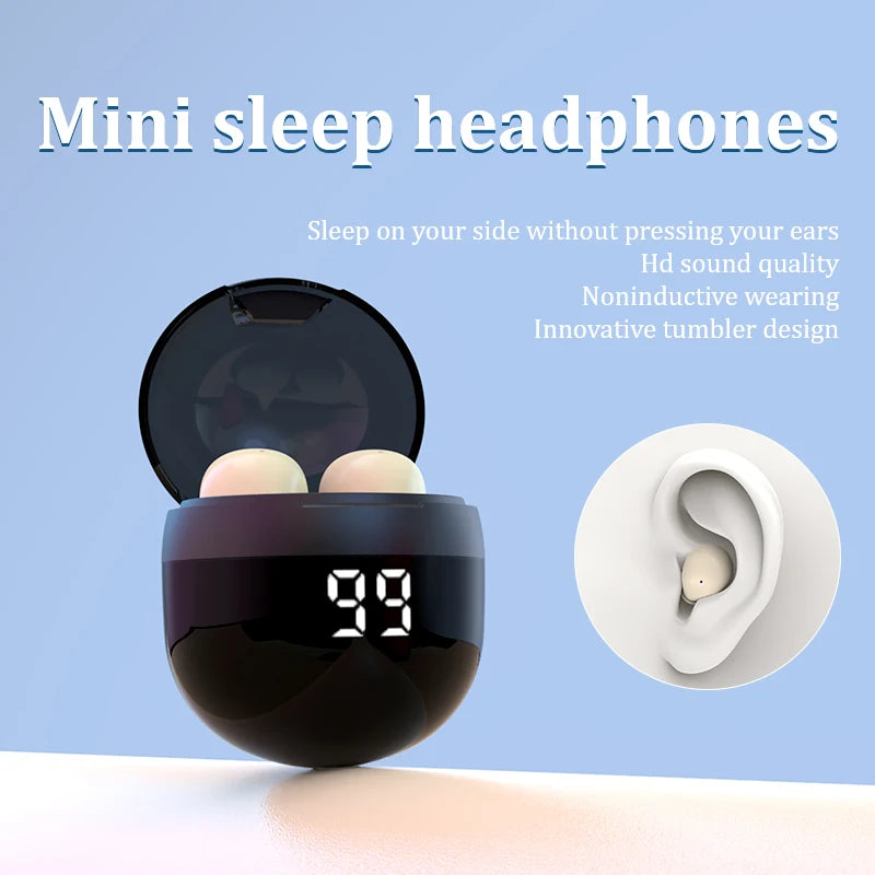 HOMEFISH SK18 Mini Sleep Wireless Earbuds, Bluetooth 5.3, Invisible In-Ear, Digital Display, Noise Cancelling for Side Sleepers