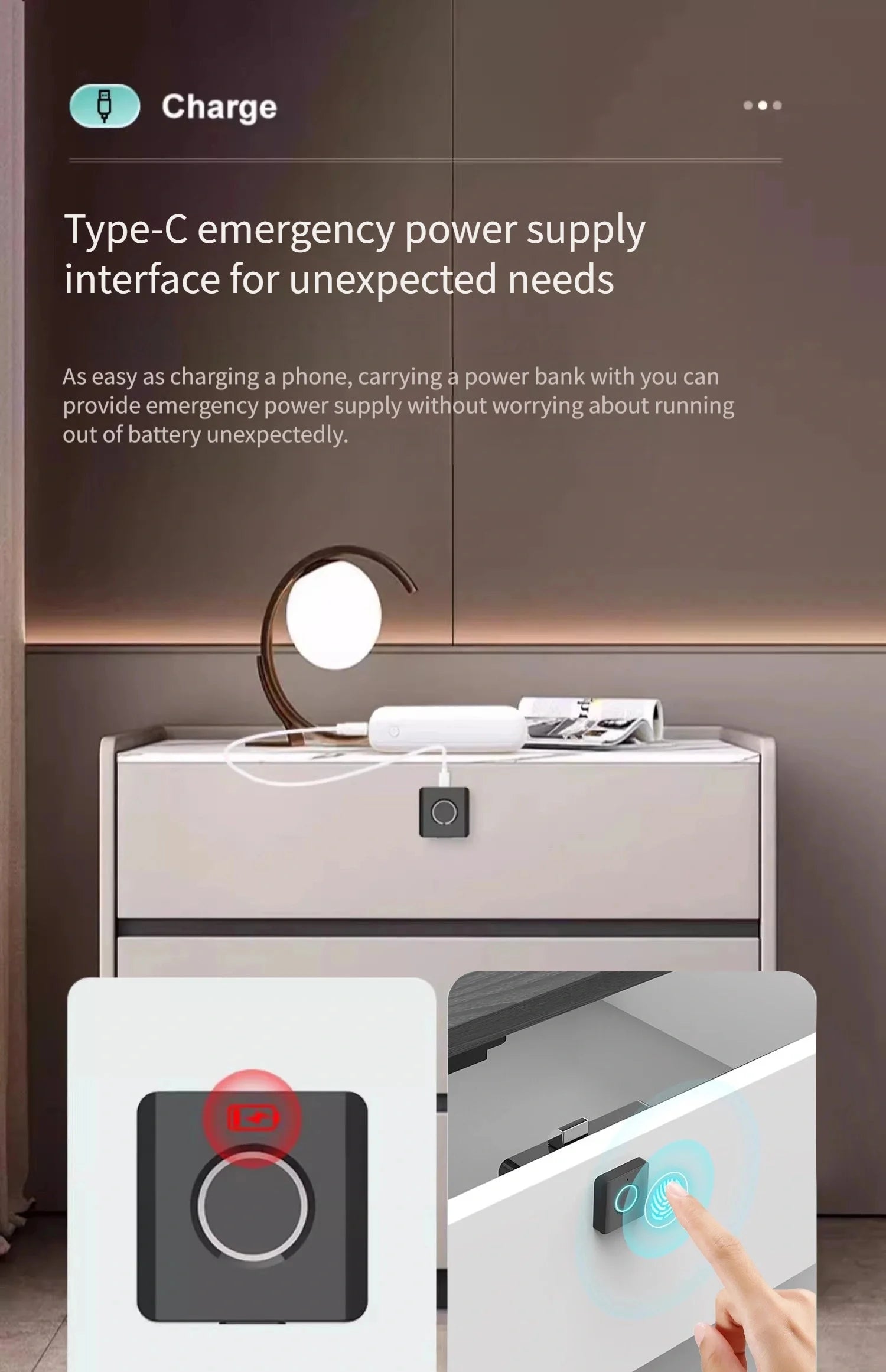 Compact ABS Fingerprint Drawer Lock Smart Biometric Security for Cabinets Shoe Lockers File Cabinets Easy to Install