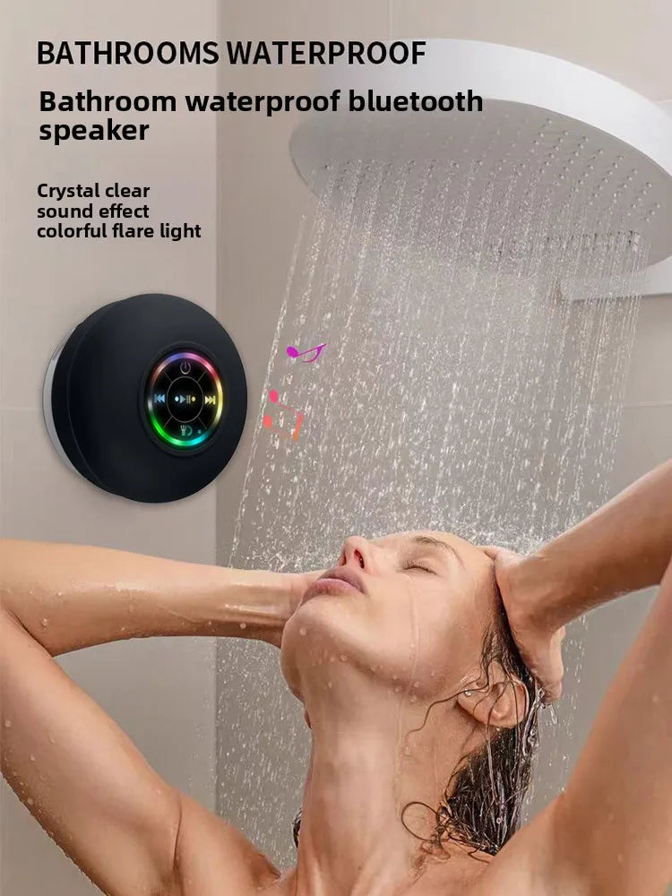Mini Portable MINGCVIL Bluetooth Audio IPX4 Waterproof Led Lights Bathroom Outdoor Large Suction Cup Can Adsorbed Wall Speaker