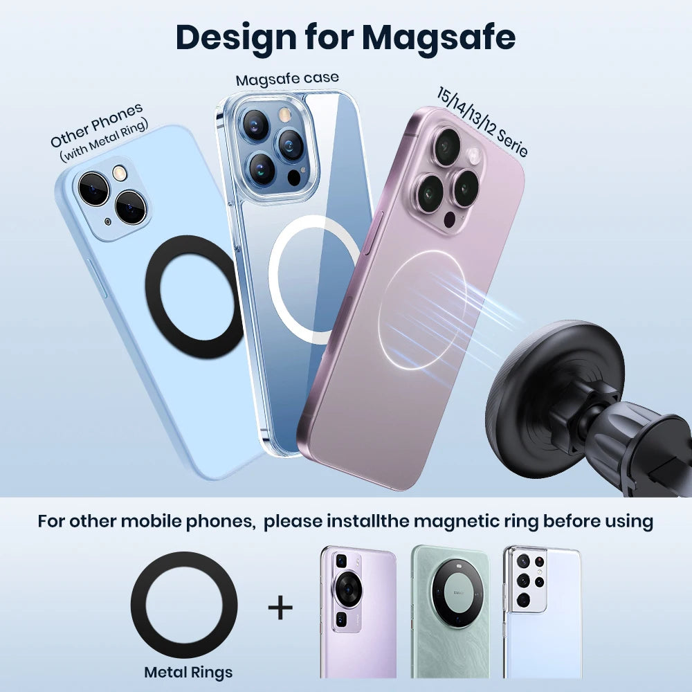 TOPK for Magsafe Car Phone Holder Powerful Magnetism Premium Quality Single-Hand Operation Metal Hook Magnetic Car Phone Mount