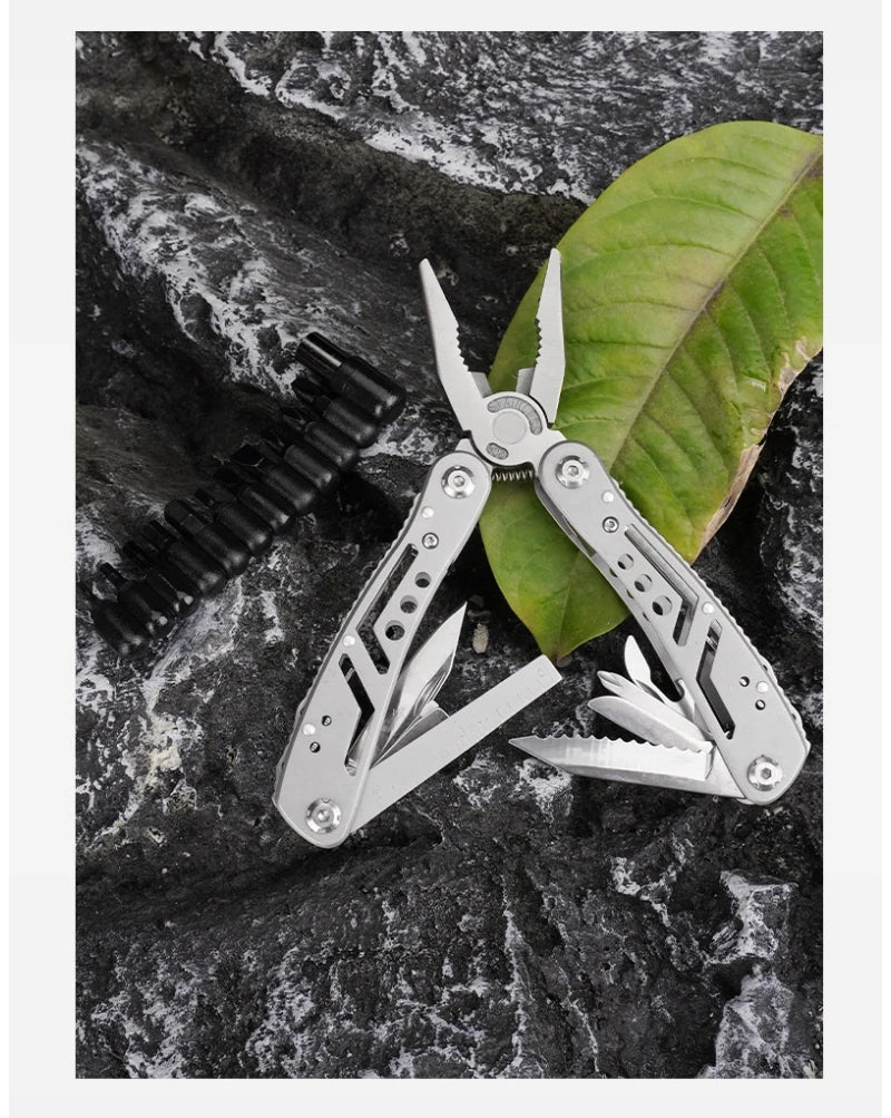 Stainless Steel 24-in-1 Multitool Screwdriver Portable Cutter Folding Tool for Camping Hunting Outdoor Activities High-Quality G