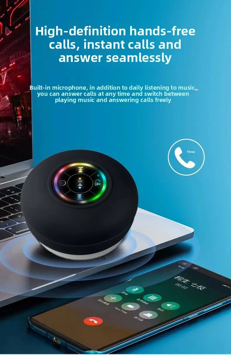 Mini Portable MINGCVIL Bluetooth Audio IPX4 Waterproof Led Lights Bathroom Outdoor Large Suction Cup Can Adsorbed Wall Speaker