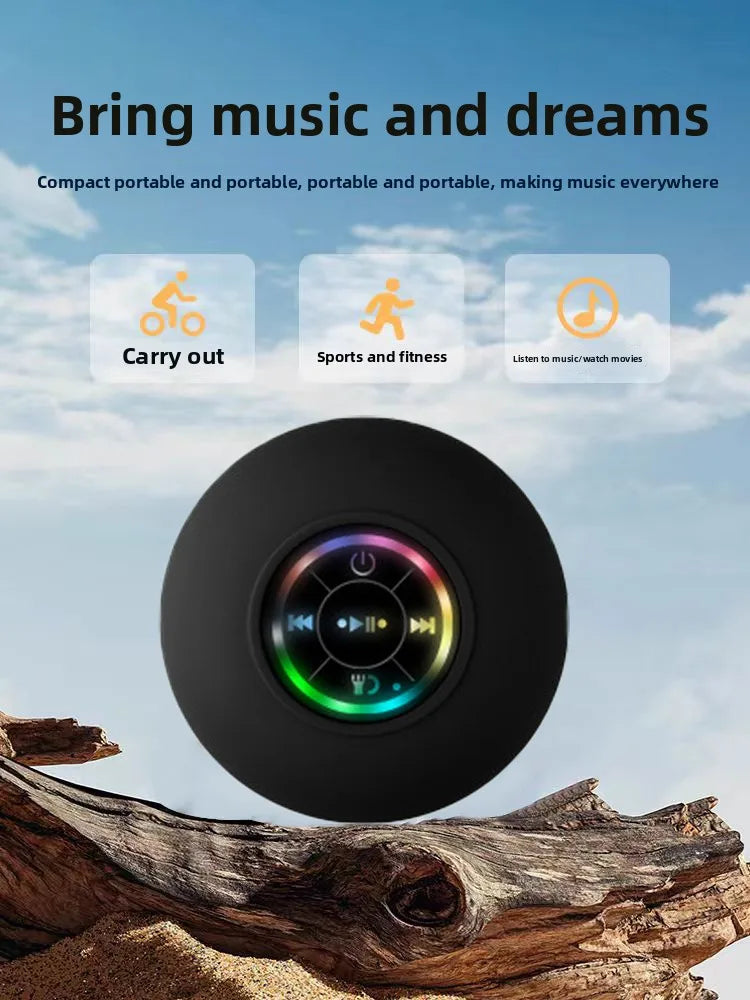 Mini Portable MINGCVIL Bluetooth Audio IPX4 Waterproof Led Lights Bathroom Outdoor Large Suction Cup Can Adsorbed Wall Speaker