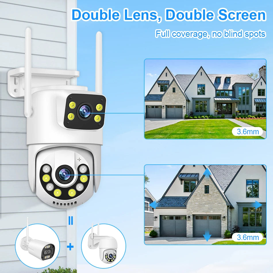 Smar WiFi Security Camera System 6MP Dual Lens Wireless IP Camera Kit With Two-Way Audio 8CH NVR