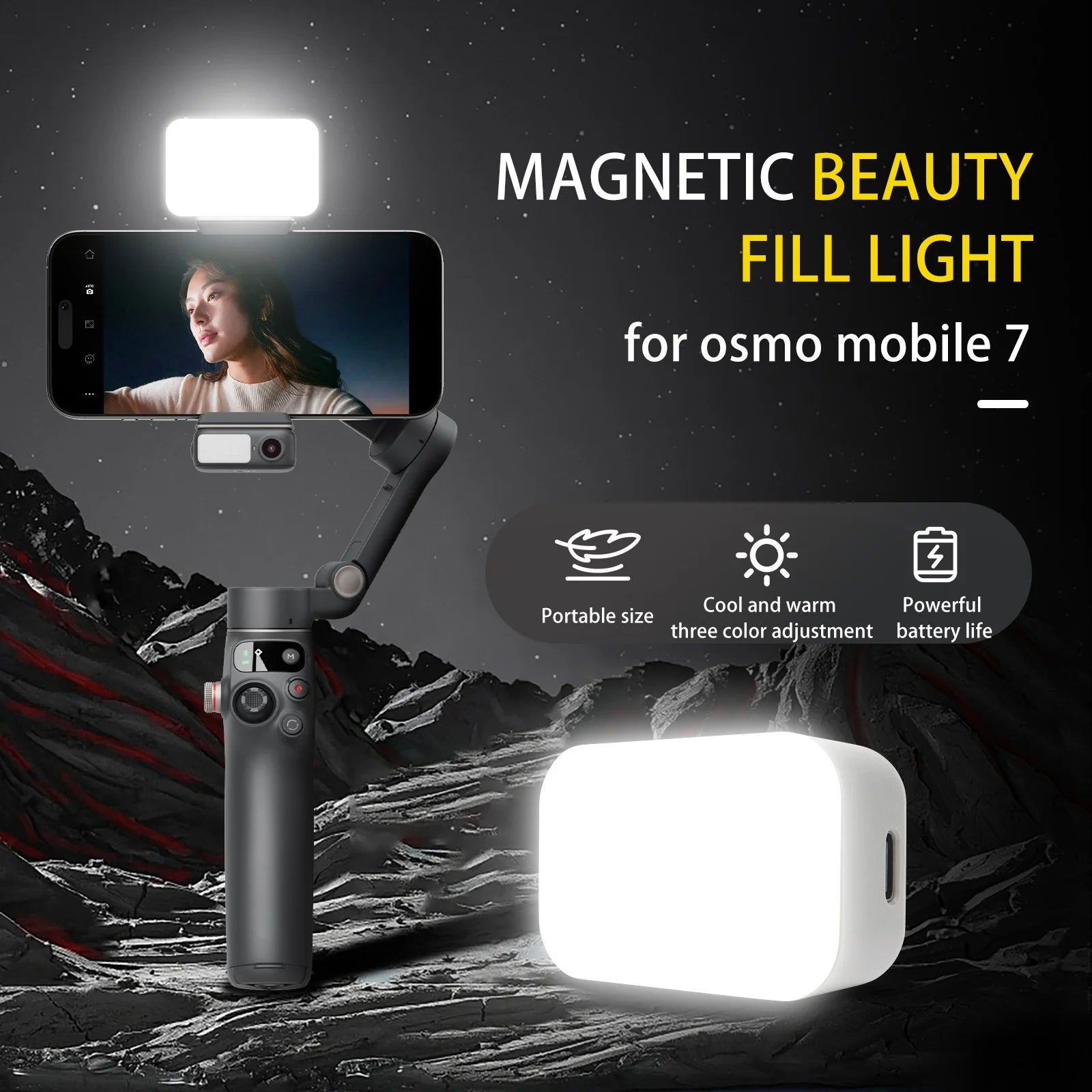 For DJI Osmo Mobile 7/7P/6/5 magnetic fill light live cell phone beauty photography light pocket light
