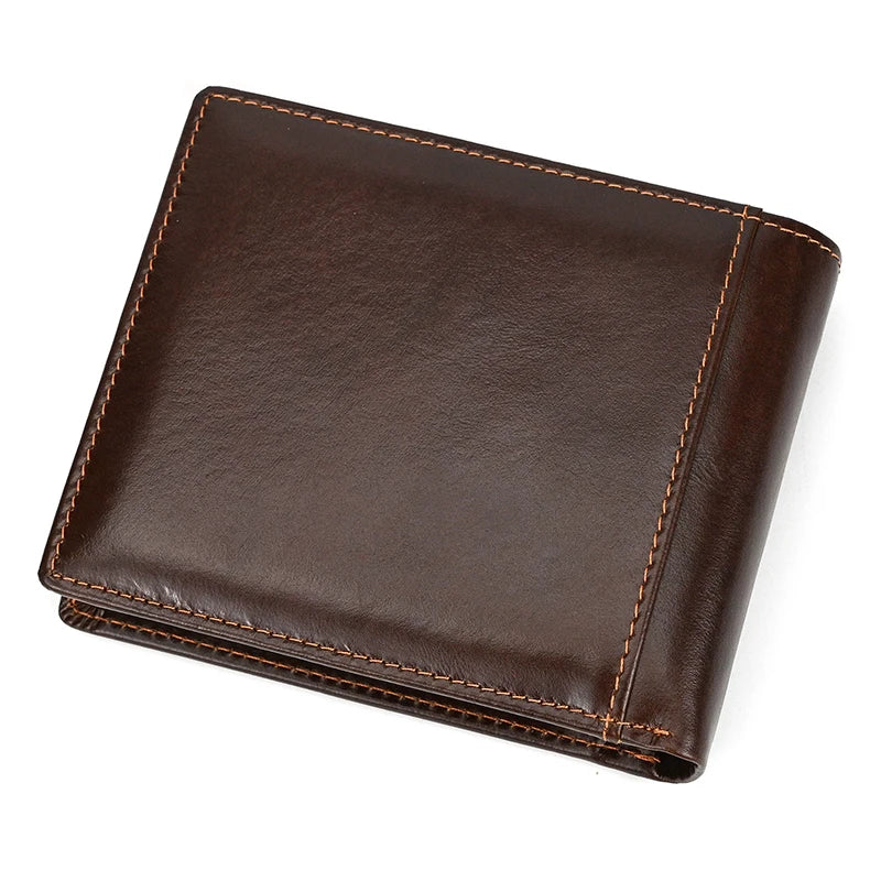 Cow Leather Men‘s Short Wallet Hasp Genuine Leather Unisex Women Zipper Coin Clutch Purse Cowhide Card Holder Trifold Man wallet