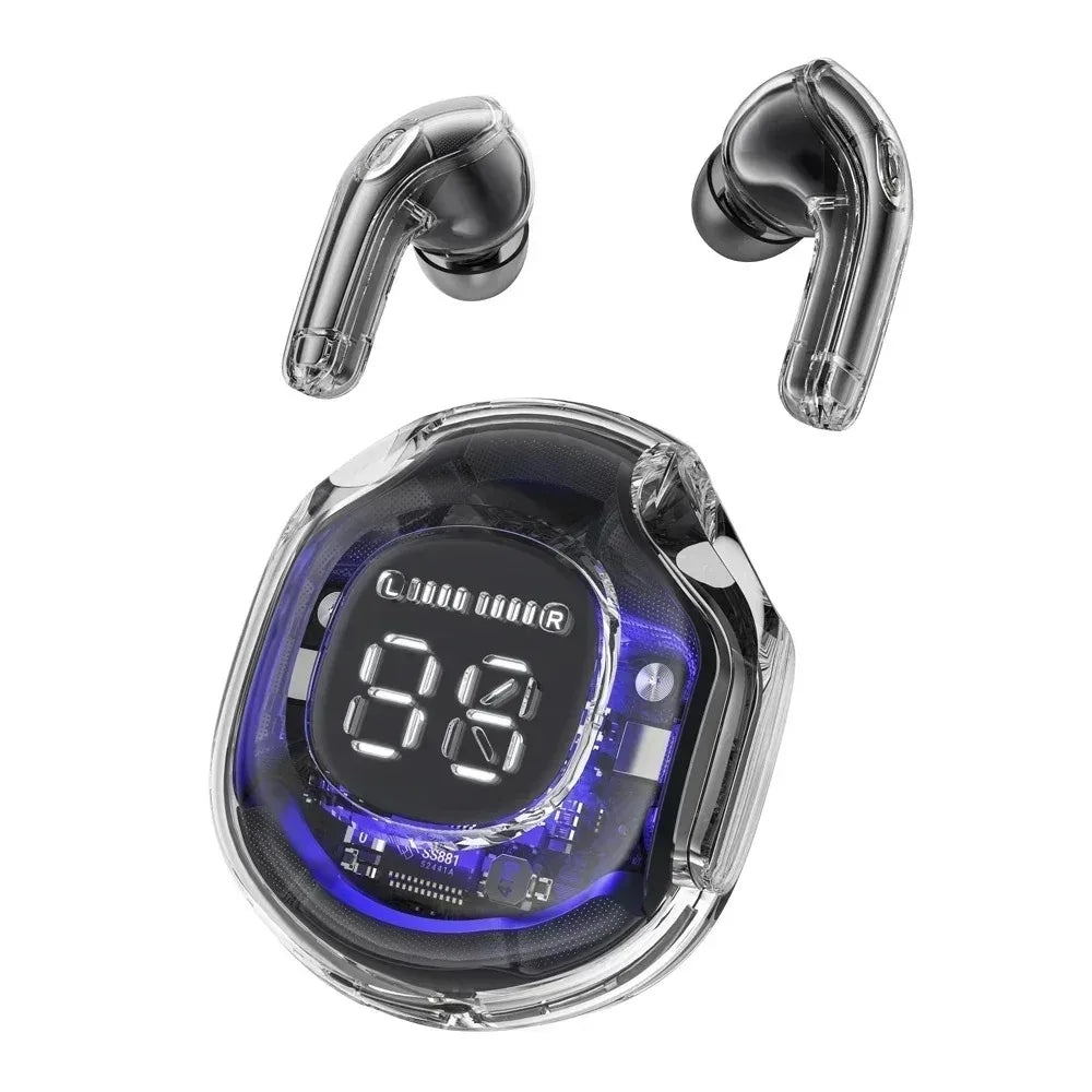 T8 Pro Transparent Bluetooth Earbuds with LED Display
