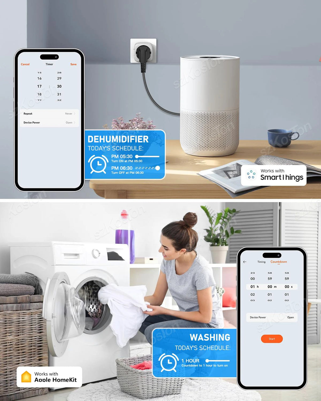 Matter WiFi Smart Plug 16A/20A EU Smart Socket Home Appliance Plug Adapter Timing for HomeKit SmartThings Alexa Google Siri