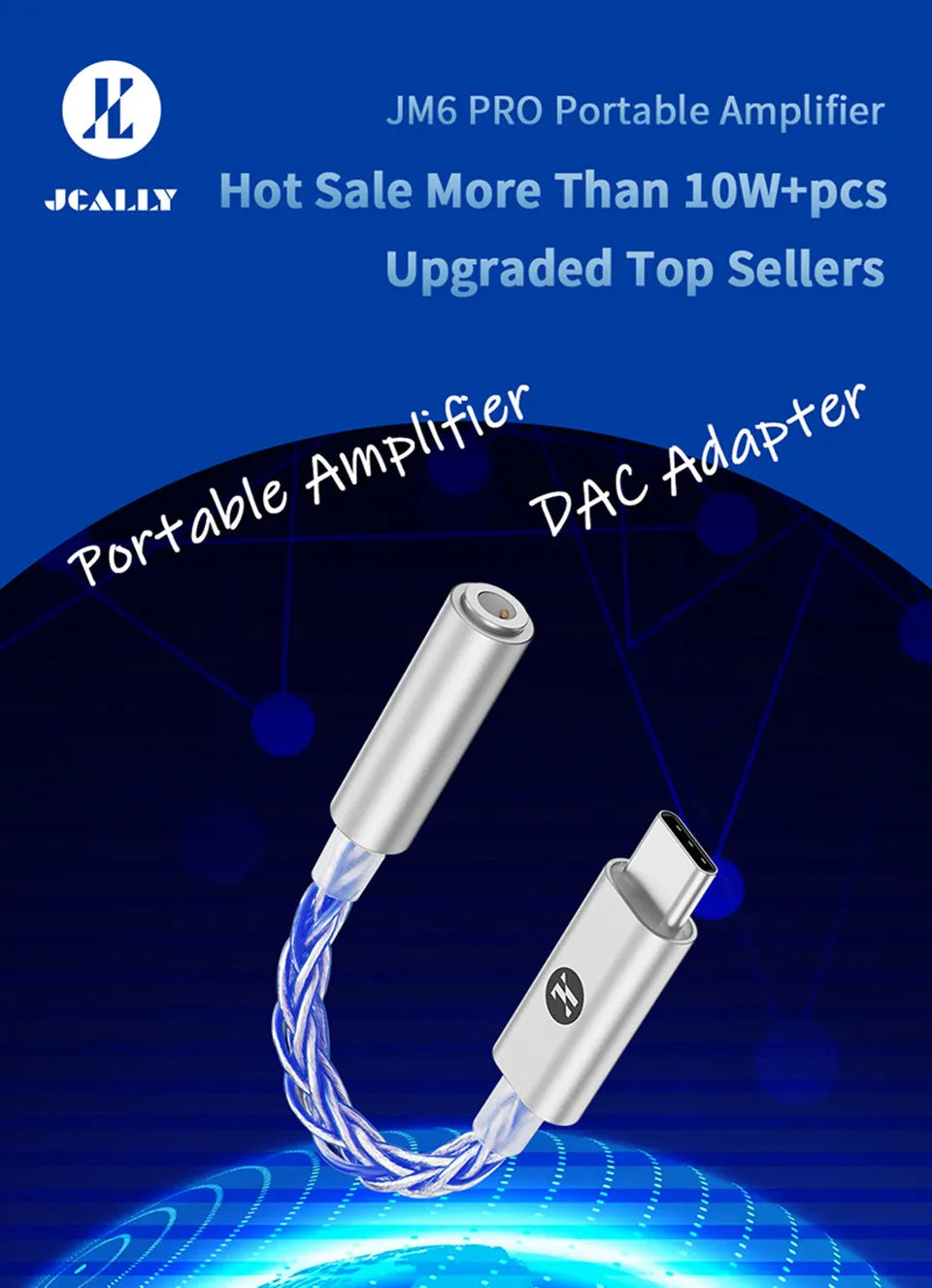 JCALLY JM6 Pro USB-C to 3.5mm HiFi DAC Headphone Adapter