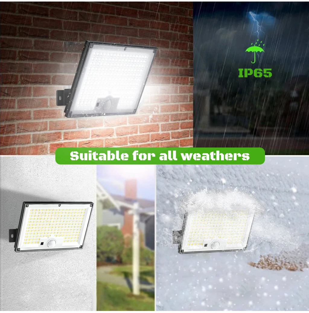 Solar Motion Sensor Outdoor Flood Lights with 400/172 Bright LEDs Dusk to Dawn Outside Flood Lights with 16ft Cable IP65 Lamp