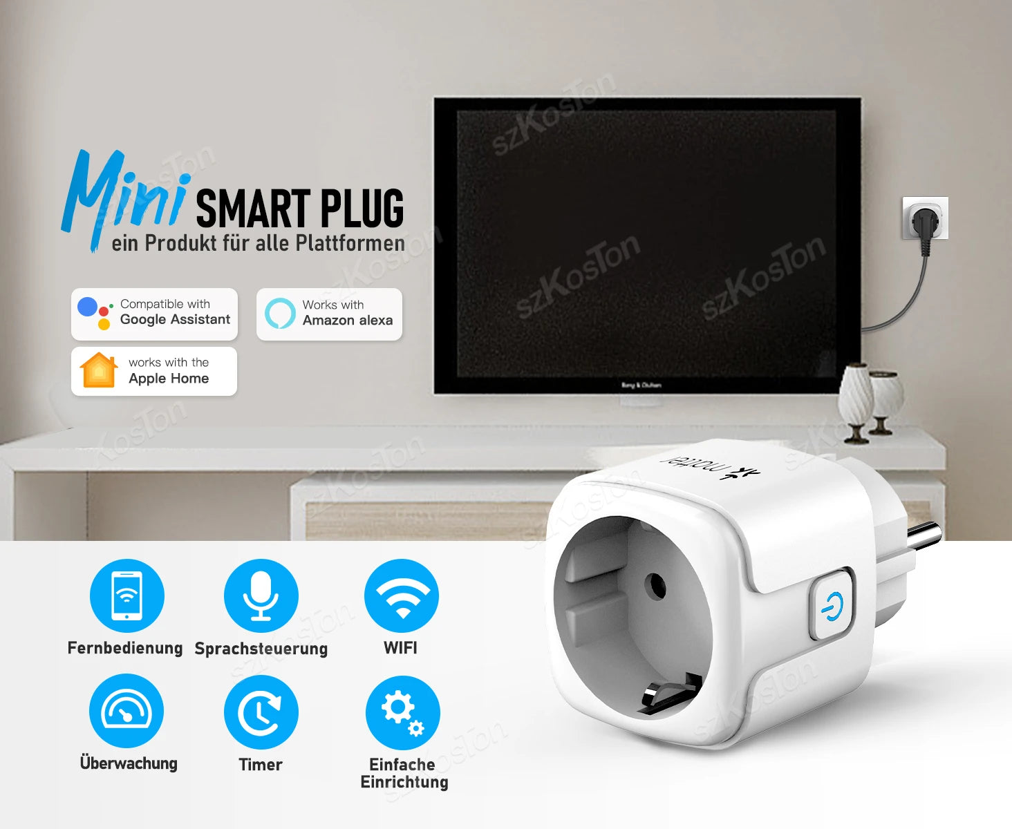 Matter WiFi Smart Plug 16A/20A EU Smart Socket Home Appliance Plug Adapter Timing for HomeKit SmartThings Alexa Google Siri