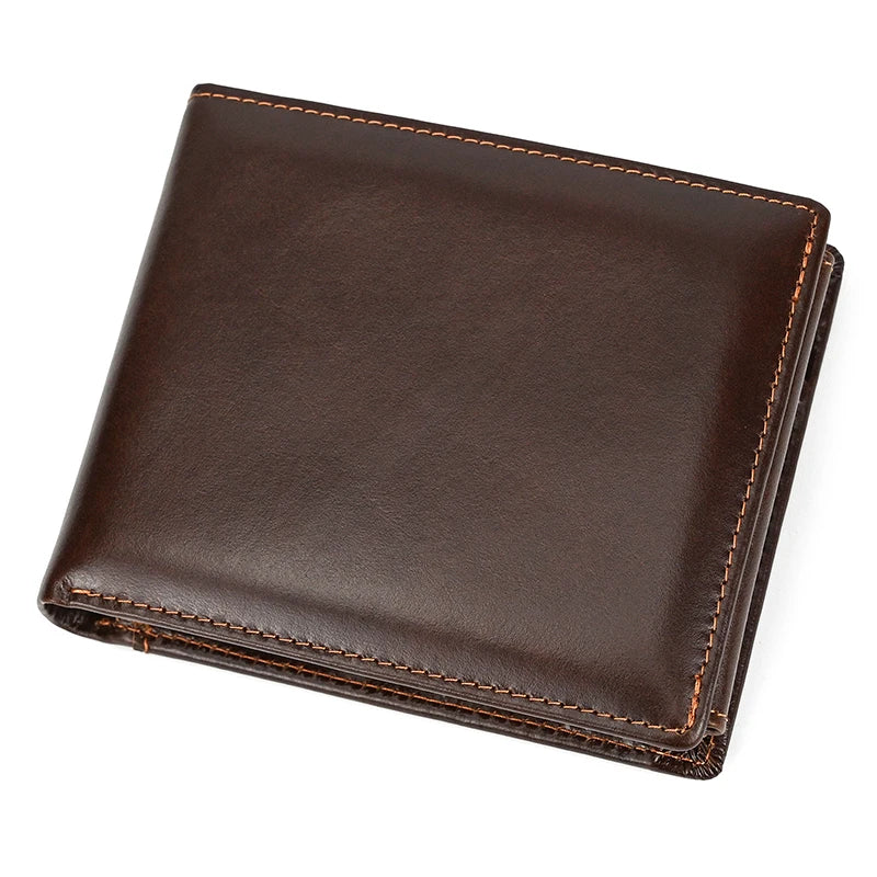Cow Leather Men‘s Short Wallet Hasp Genuine Leather Unisex Women Zipper Coin Clutch Purse Cowhide Card Holder Trifold Man wallet