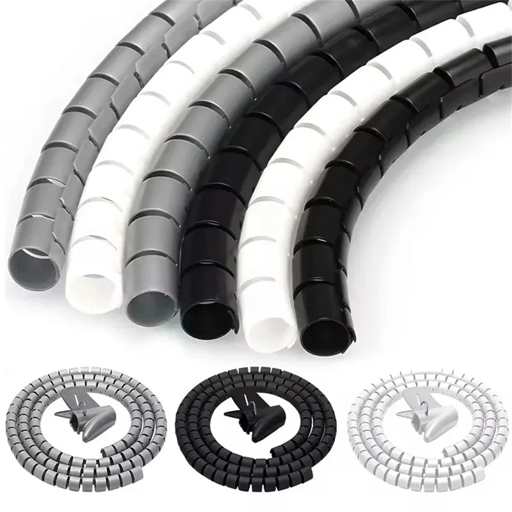 2M 10/16mm Flexible Spiral Cable Protector Wire Organizer Computer Cord Protective Tube Organization Management Protector Sleeve