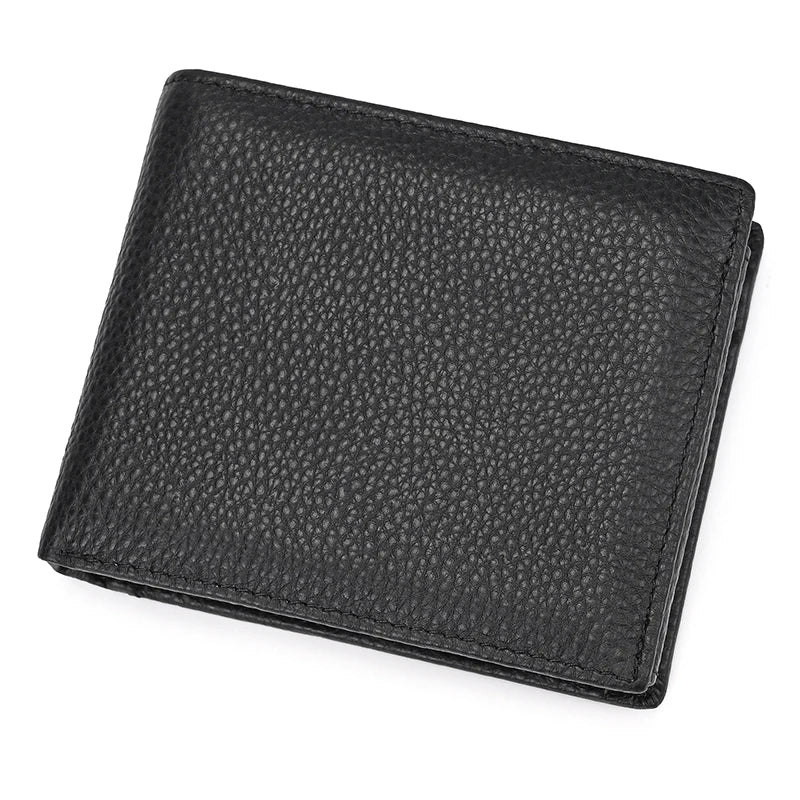 Cow Leather Men‘s Short Wallet Hasp Genuine Leather Unisex Women Zipper Coin Clutch Purse Cowhide Card Holder Trifold Man wallet