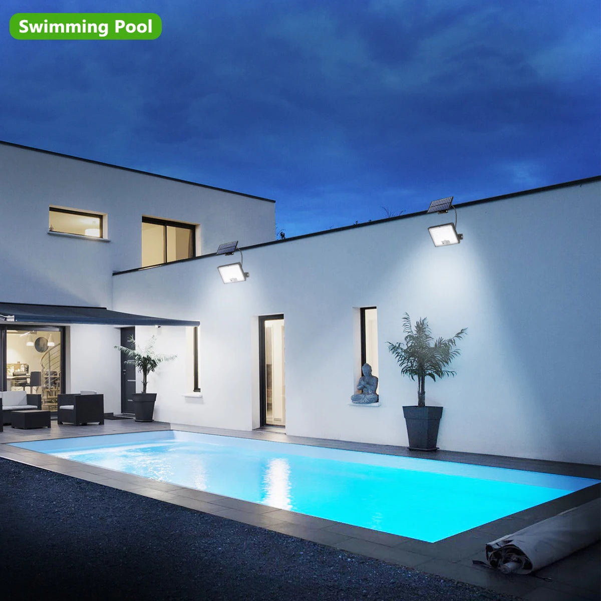 Solar Motion Sensor Outdoor Flood Lights with 400/172 Bright LEDs Dusk to Dawn Outside Flood Lights with 16ft Cable IP65 Lamp