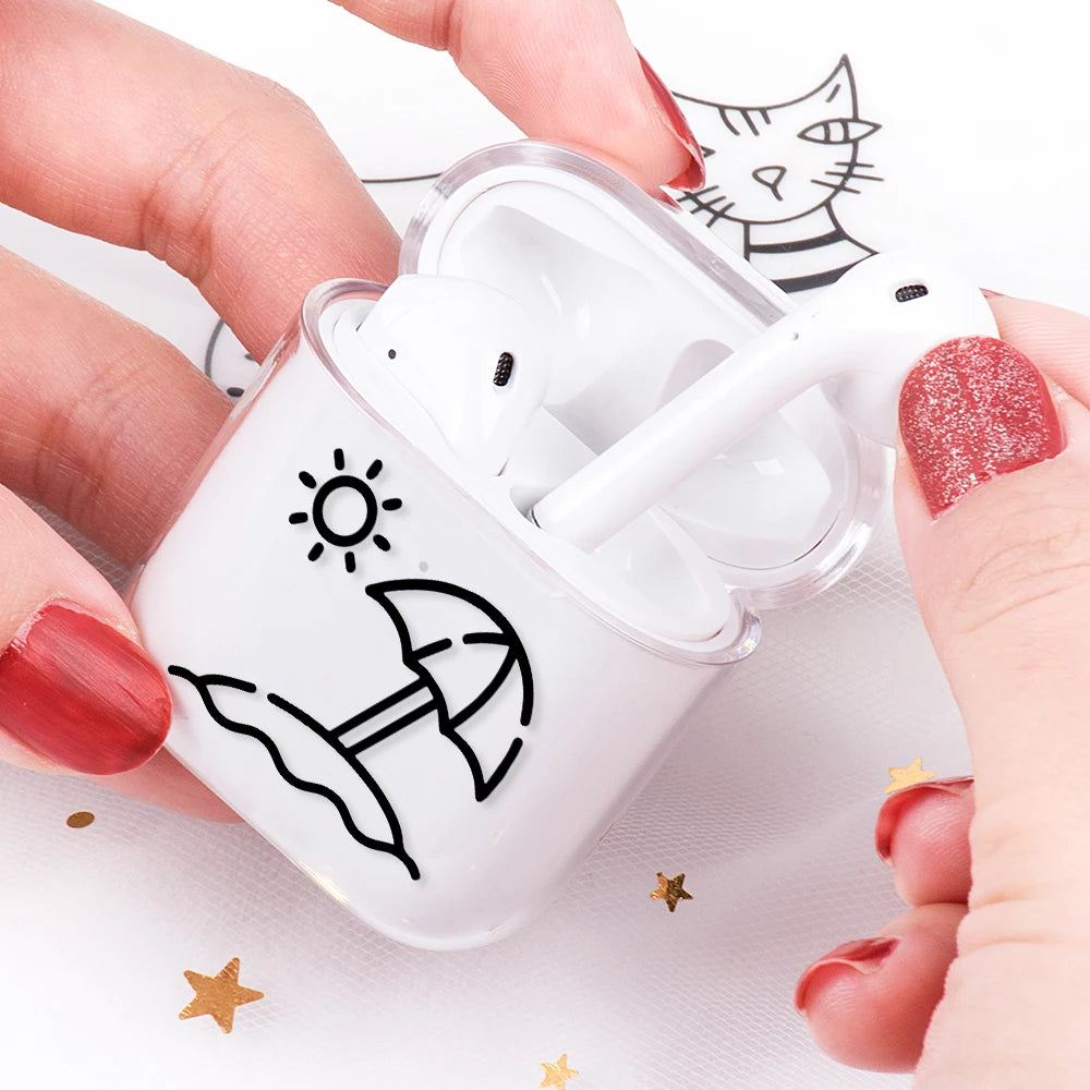 Airplane Pattern Clear Earphone Cases For Airpods 4th 2 1 3 Pro 2 Fundas Headphone Cover For Apple Airpods Air Pods Pro Airpods3