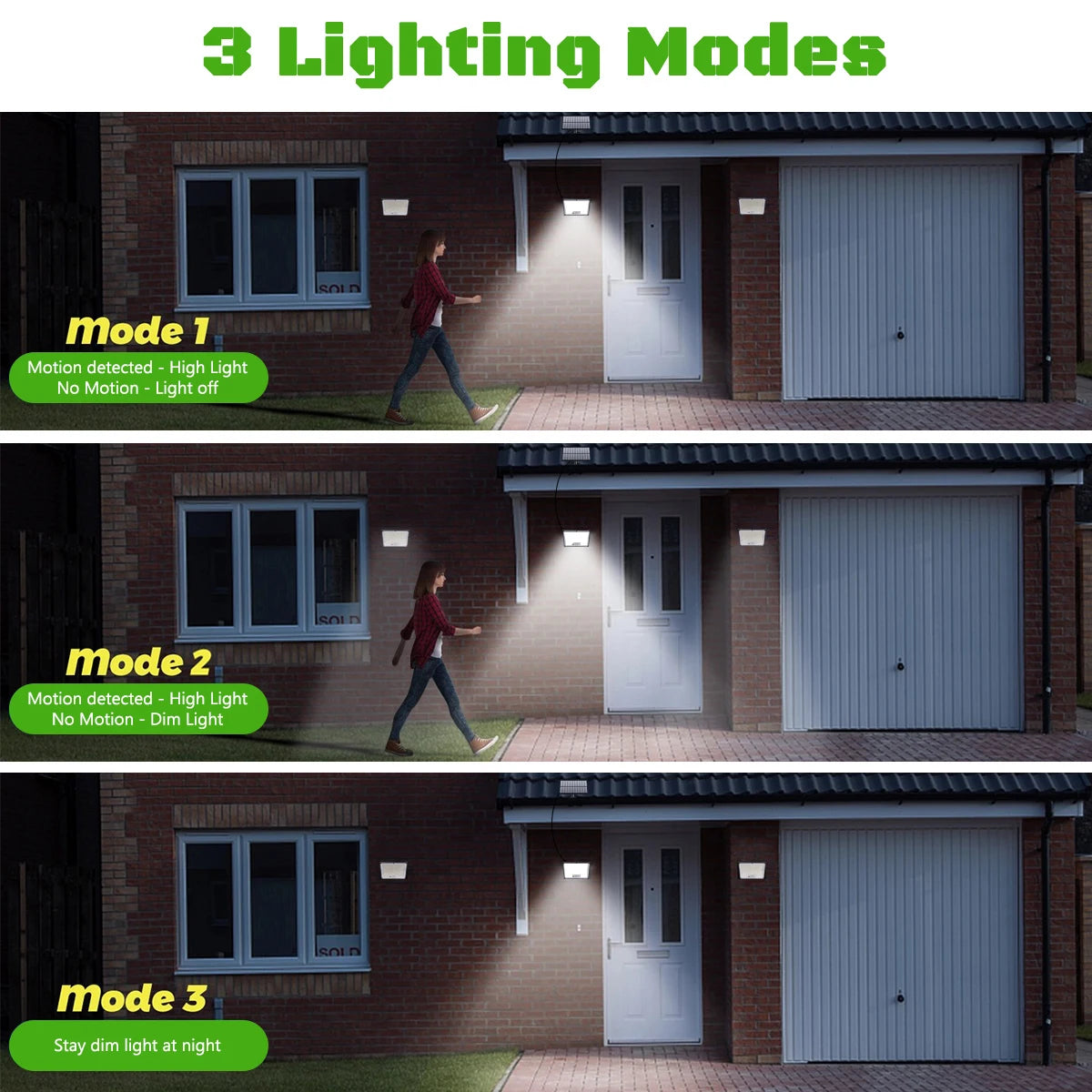 Solar Motion Sensor Outdoor Flood Lights with 400/172 Bright LEDs Dusk to Dawn Outside Flood Lights with 16ft Cable IP65 Lamp