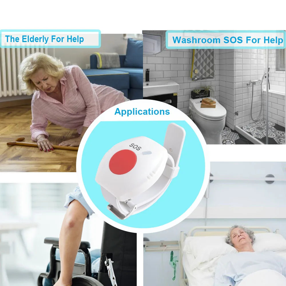 2pcs Panic Button RF433mhz SOS Bracelet Emergency Button for Elderly Alarm Watch Old People GSM Home Security Alarm System