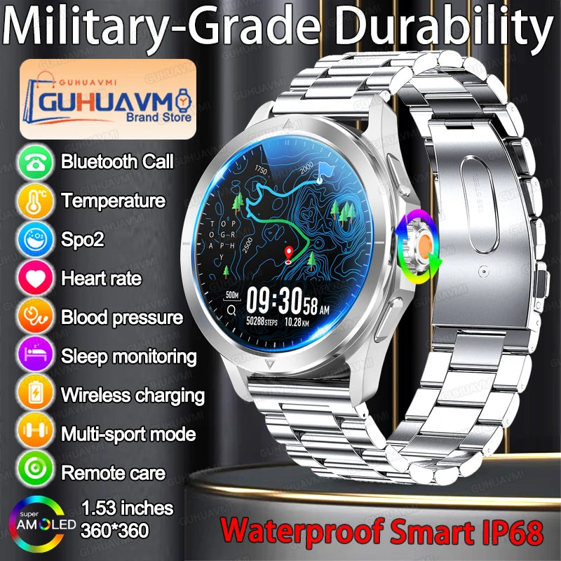 2026 GUHUAVMI Men's Smart Watch Waterproof IP69K Military-Grade Durability Bluetooth Call GPS Tracking Smartwatches Android iOS