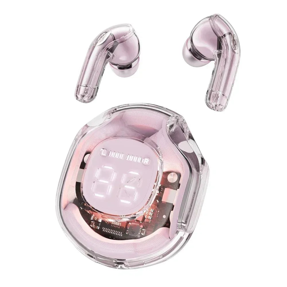 T8 Pro Transparent Bluetooth Earbuds with LED Display