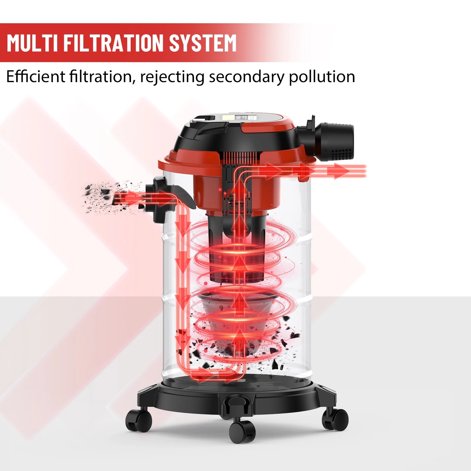 Wet & Dry Vacuum Cleaner 20L 6000W 20kpa 3 In 1 Blower Cleaning Portable Powerful Suction Industrial Vacuum with 4 Caster Wheels